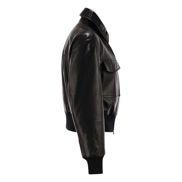 BRUNELLO CUCINELLI Leather Bomber Jacket Women BLACK Coats & Jackets - Picture 3 of 4